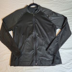 Soma Women's Black Activewear Jacket with White Polka Dots Accents SKU F07